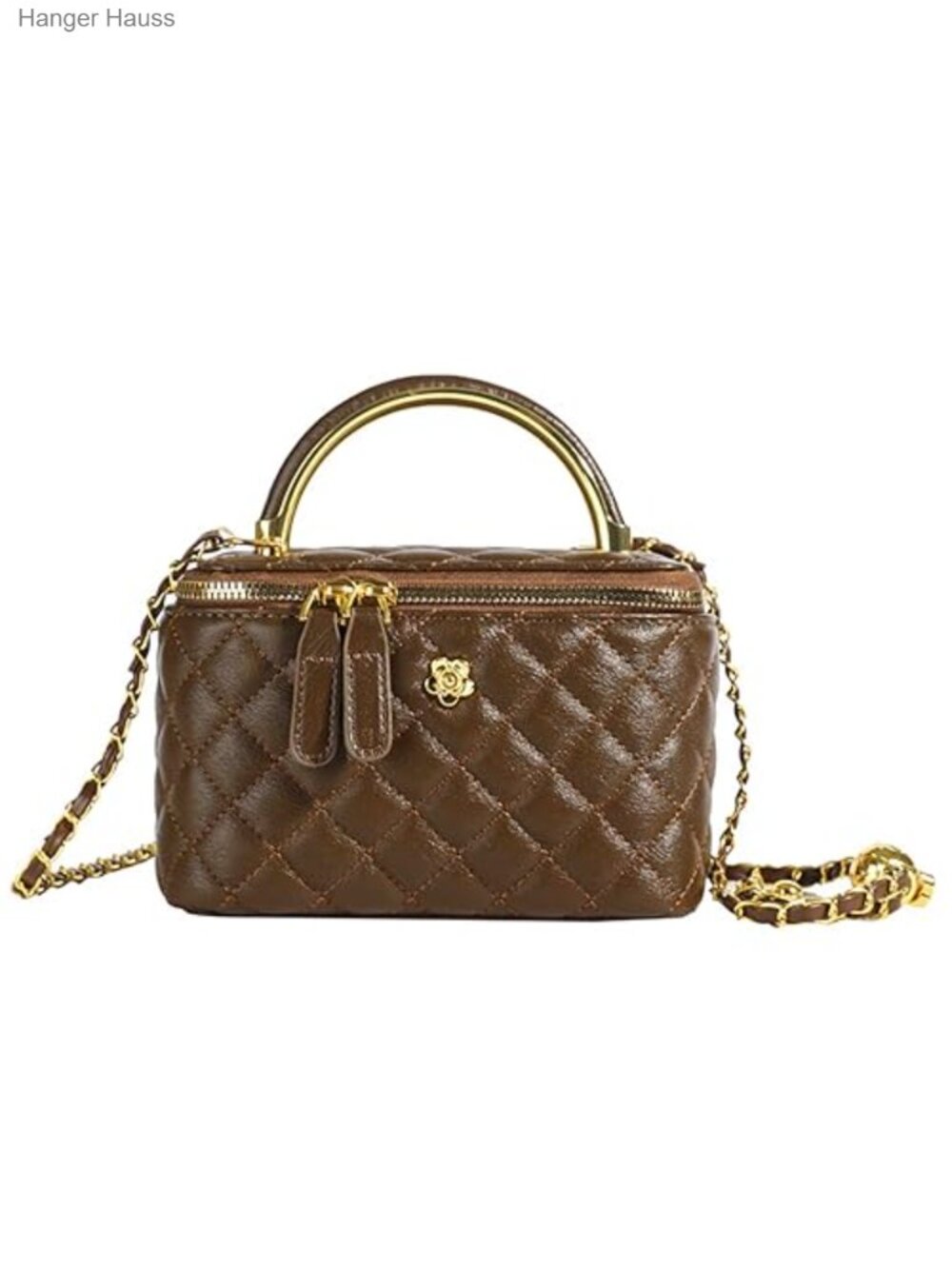Mini Quilted Crossbody Bag Faux Leather Gold Chain